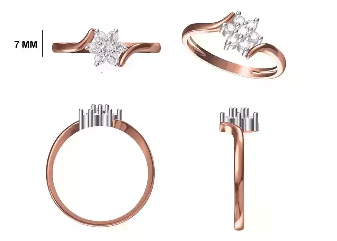 Women Wedding Engagement Ring STL OBJ FBX JCD Details