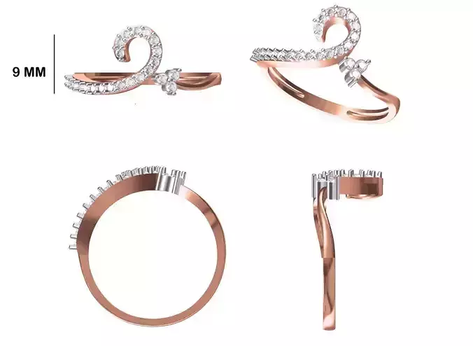 Women Wedding Engagement Ring STL OBJ FBX JCD Details