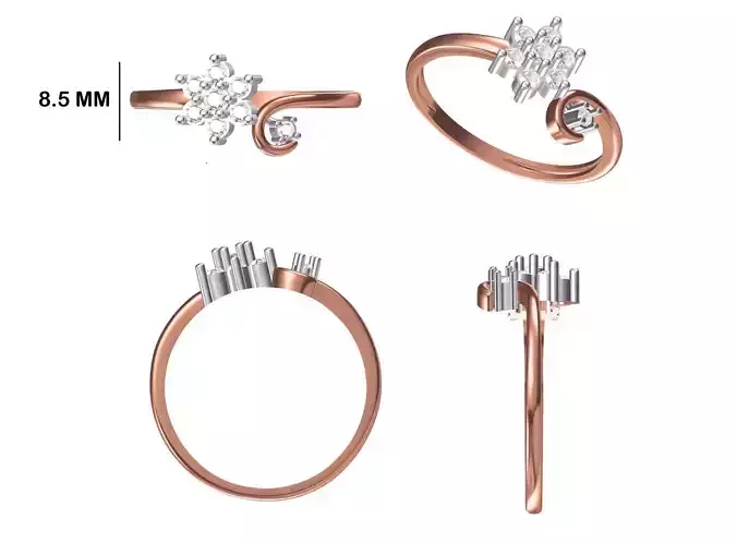 Women Wedding Engagement Ring STL OBJ FBX JCD Details