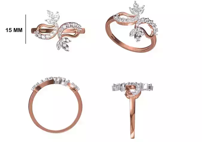 Women Wedding Engagement Ring STL OBJ FBX JCD Details