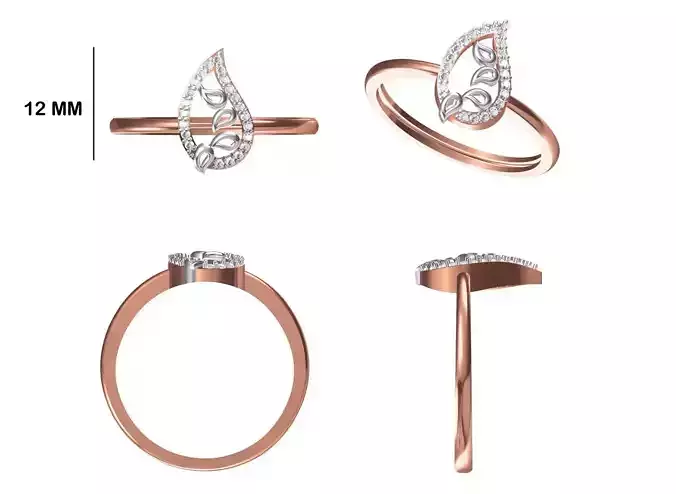 Women Wedding Engagement Ring STL OBJ FBX JCD Details