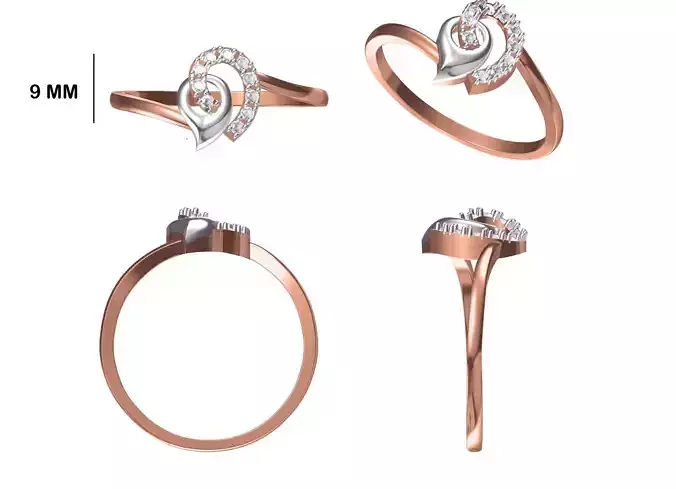 Women Wedding Engagement Ring STL OBJ FBX JCD Details