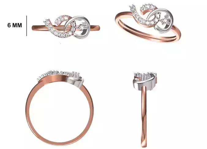 Women Wedding Engagement Ring STL OBJ FBX JCD Details