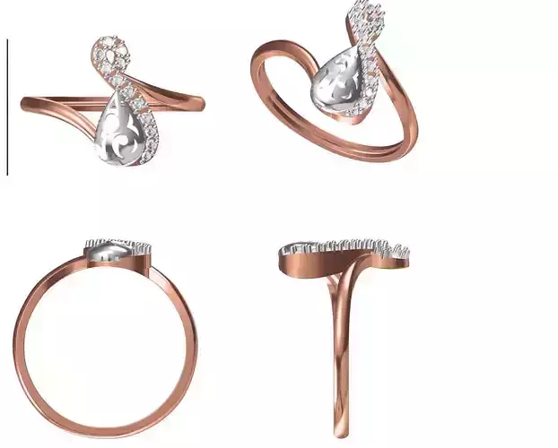 Women Wedding Engagement Ring STL OBJ FBX JCD Details