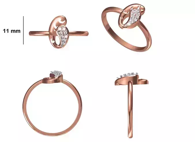 Women Wedding Engagement Ring STL OBJ FBX JCD Details