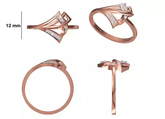 Women Wedding Engagement Ring STL OBJ FBX JCD Details