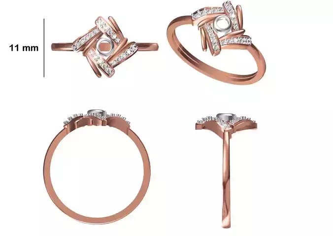 Women Wedding Engagement Ring STL OBJ FBX JCD Details