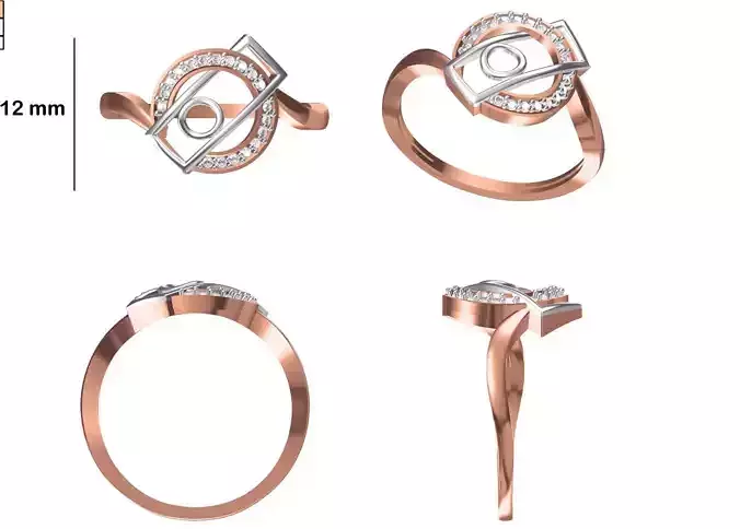 Women Wedding Engagement Ring STL OBJ FBX JCD Details