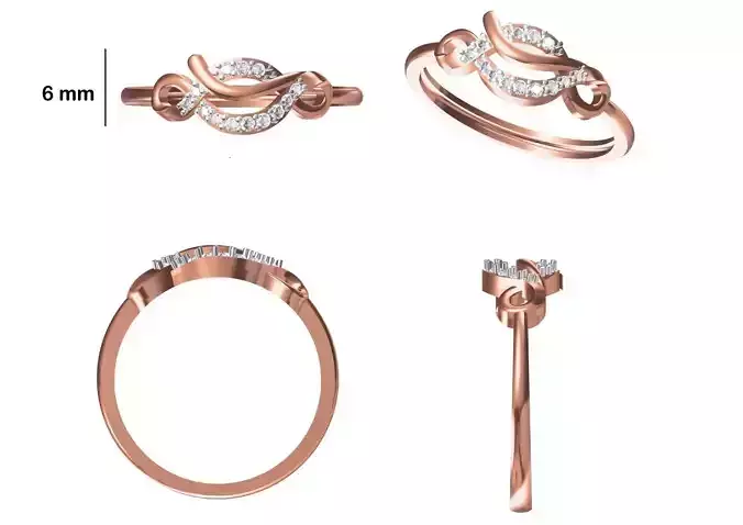 Women Wedding Engagement Ring STL OBJ FBX JCD Details