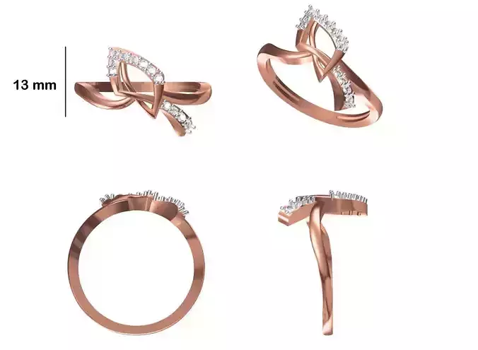 Women Wedding Engagement Ring STL OBJ FBX JCD Details