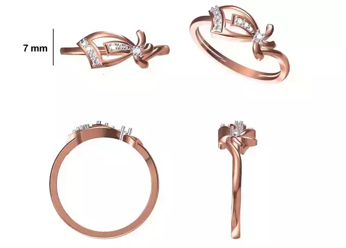 Women Wedding Engagement Ring STL OBJ FBX JCD Details