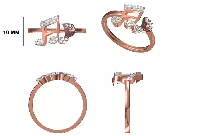 Women Wedding Engagement Ring STL OBJ FBX JCD Details