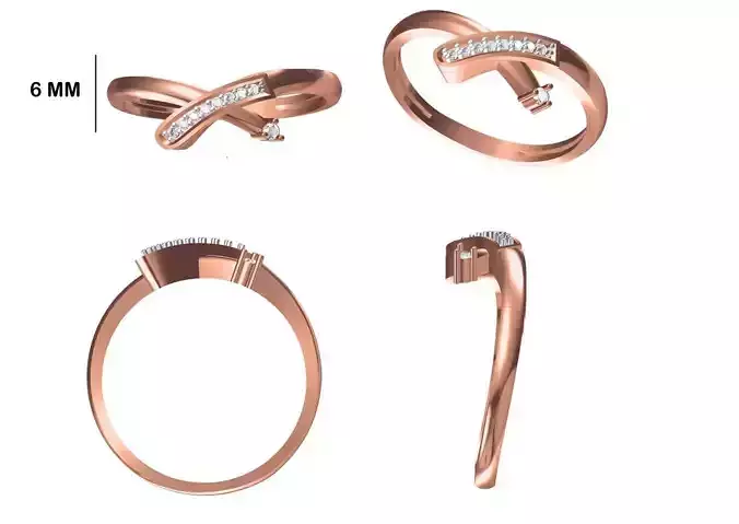 Women Wedding Engagement Ring STL OBJ FBX JCD Details