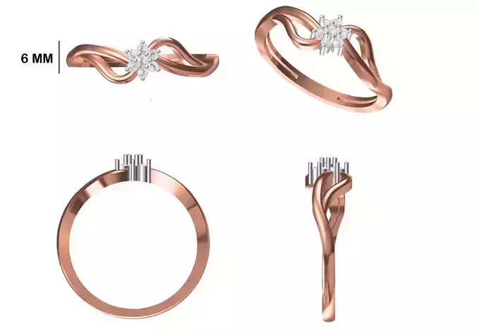 Women Wedding Engagement Ring STL OBJ FBX JCD Details