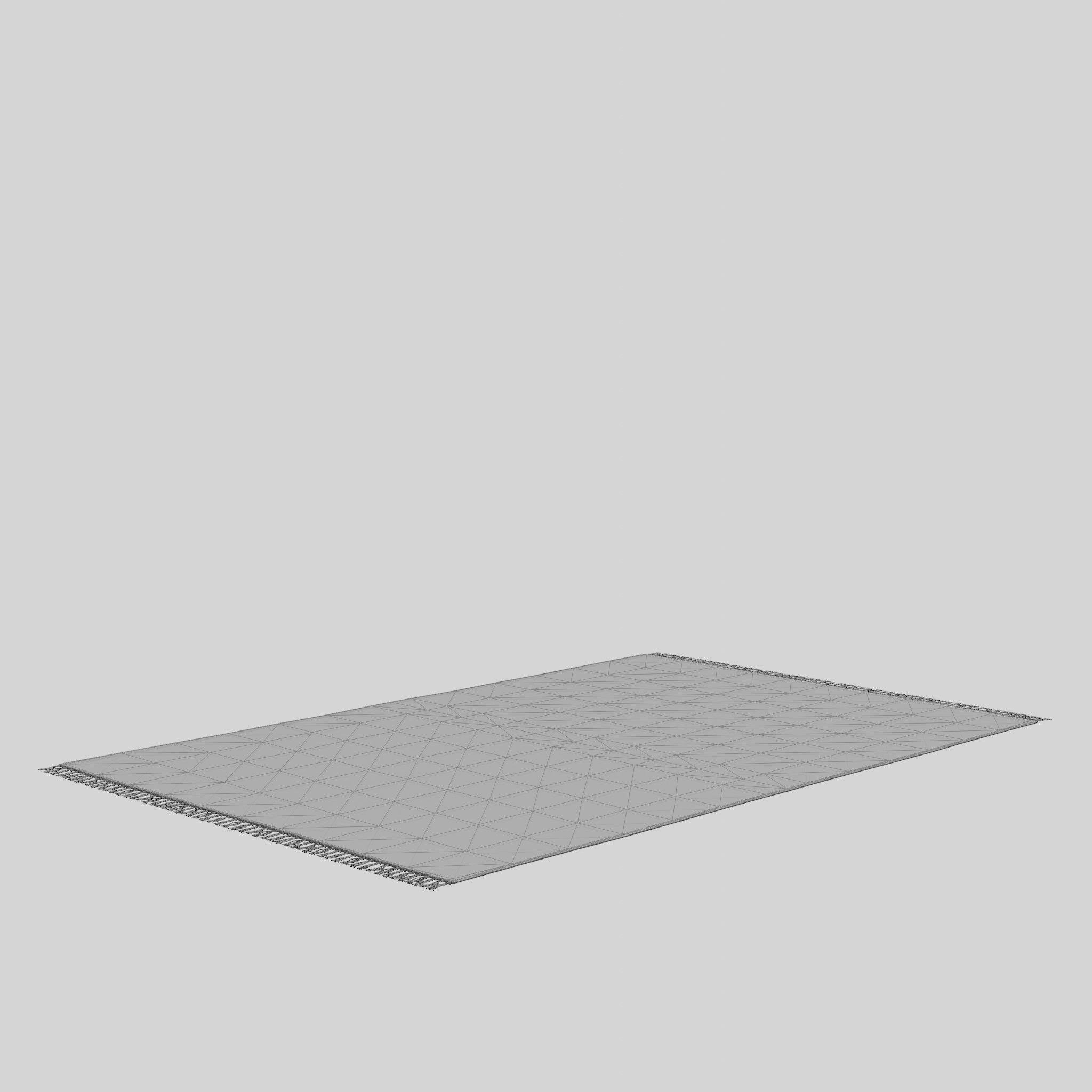 Large Carpet With Tassels Light Beige Low-poly 3D model_5