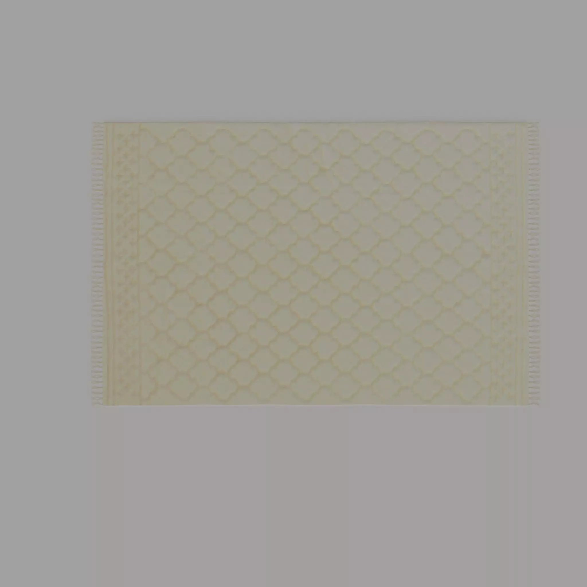 Large Carpet With Tassels Light Beige Low-poly 3D model_0