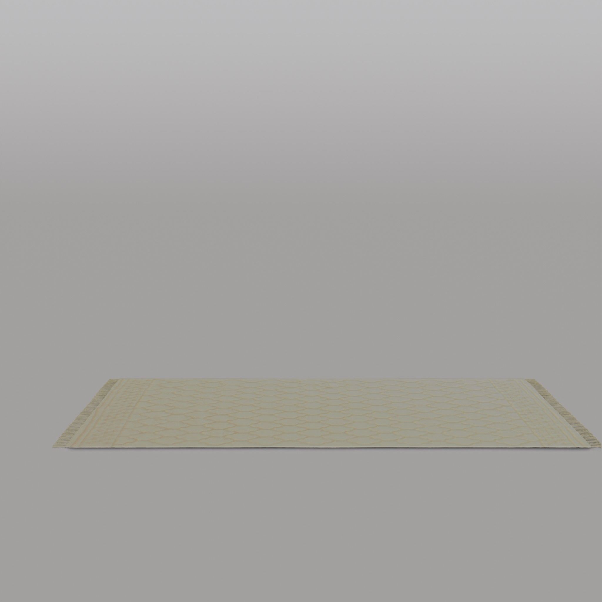 Large Carpet With Tassels Light Beige Low-poly 3D model_4