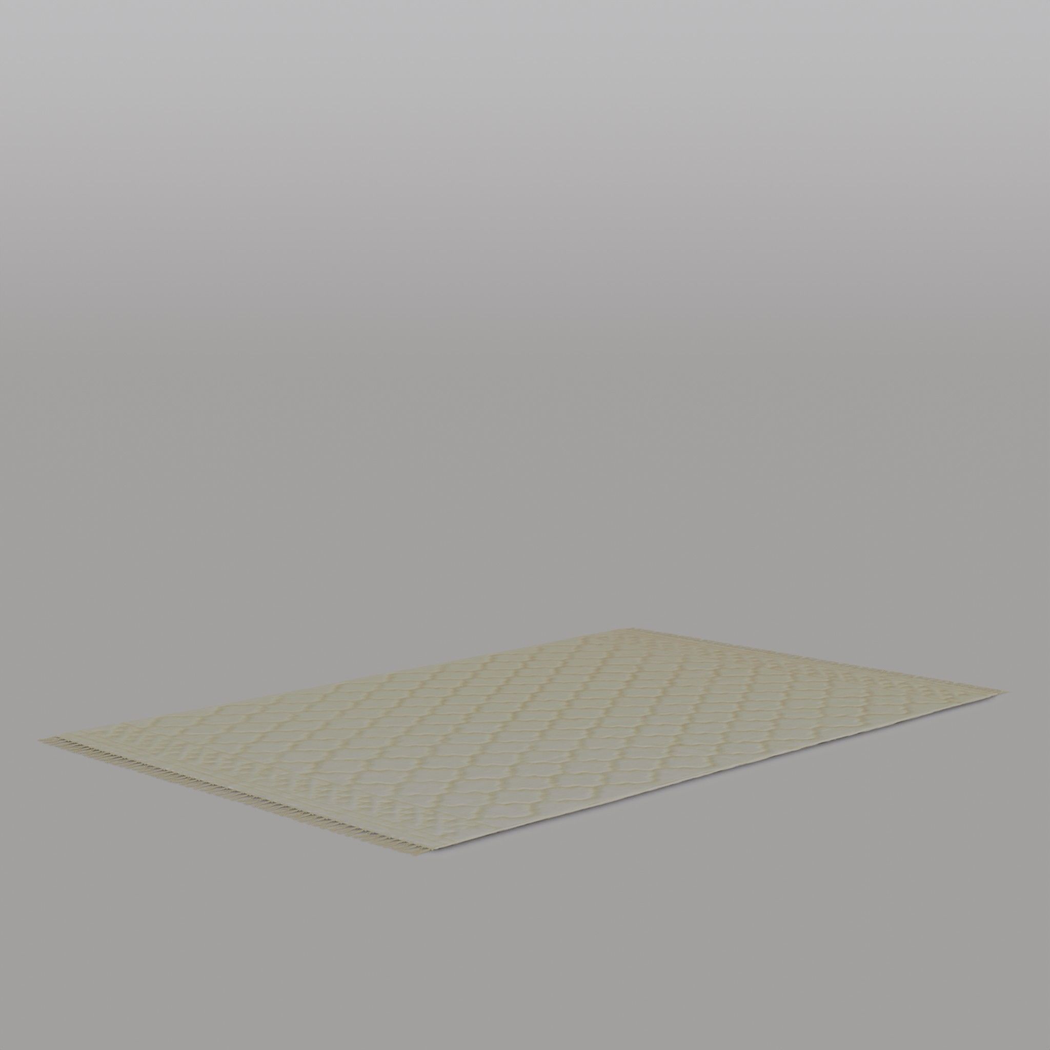 Large Carpet With Tassels Light Beige Low-poly 3D model_1
