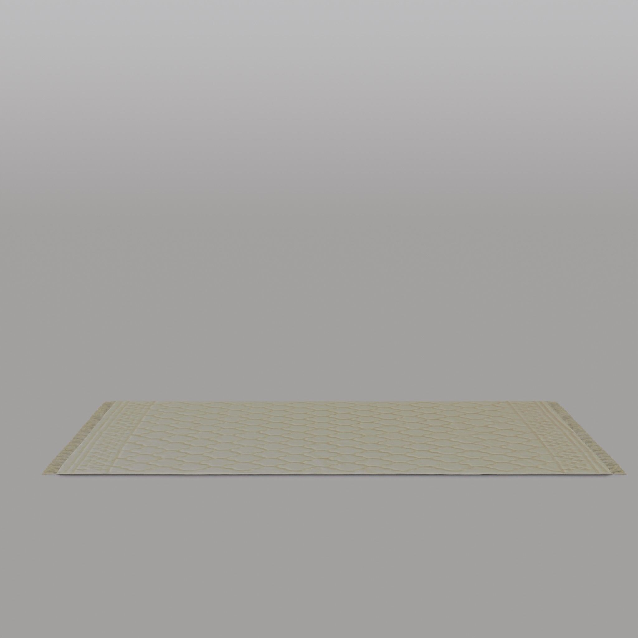 Large Carpet With Tassels Light Beige Low-poly 3D model_2