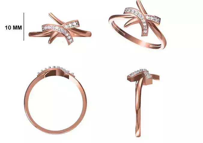 Women Wedding Engagement Ring STL OBJ FBX JCD Details