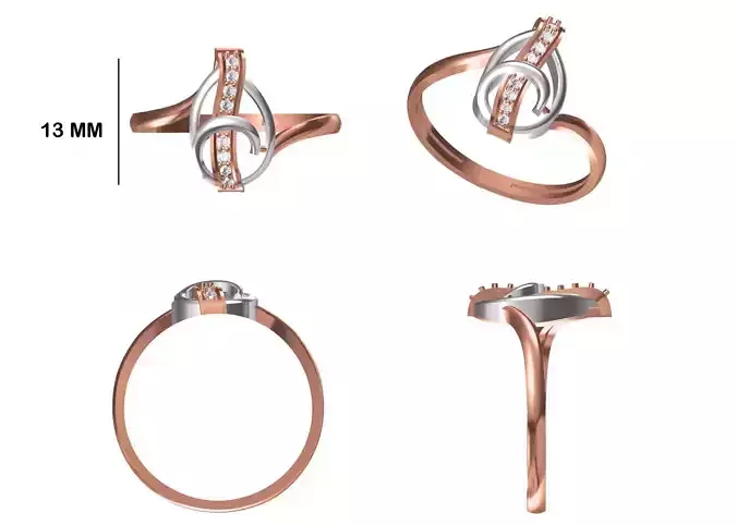 Women Wedding Engagement Ring STL OBJ FBX JCD Details