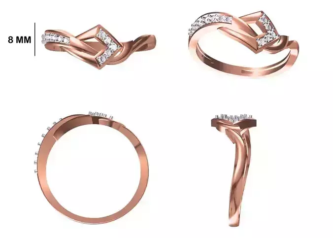 Women Wedding Engagement Ring STL OBJ FBX JCD Details