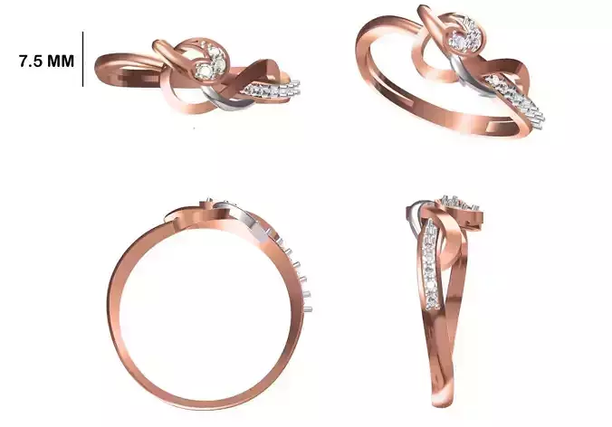 Women Wedding Engagement Ring STL OBJ FBX JCD Details