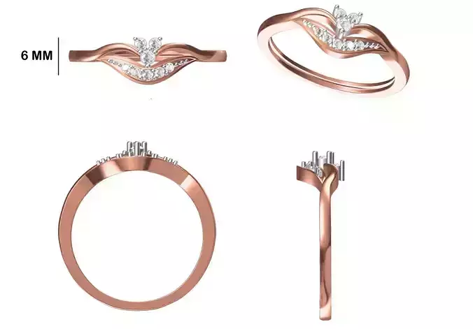 Women Wedding Engagement Ring STL OBJ FBX JCD Details