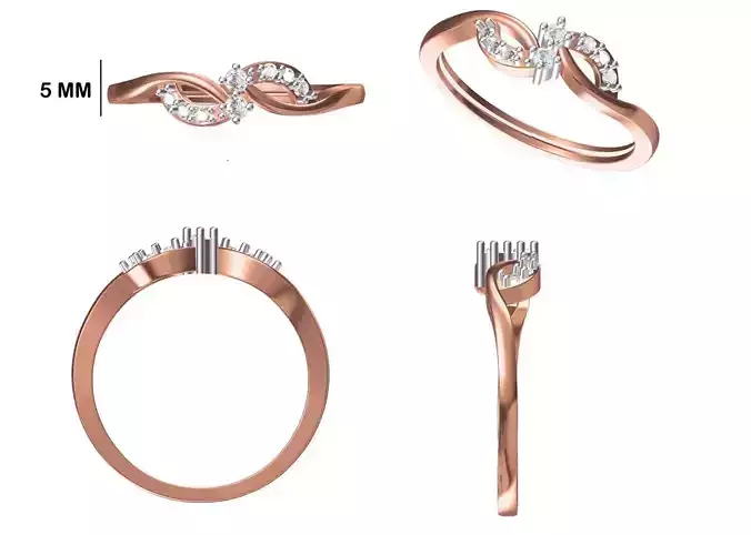 Women Wedding Engagement Ring STL OBJ FBX JCD Details