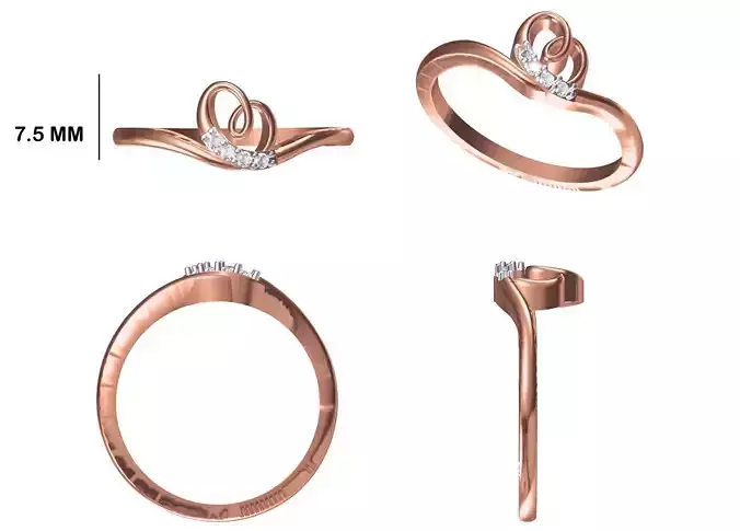 Women Wedding Engagement Ring STL OBJ FBX JCD Details