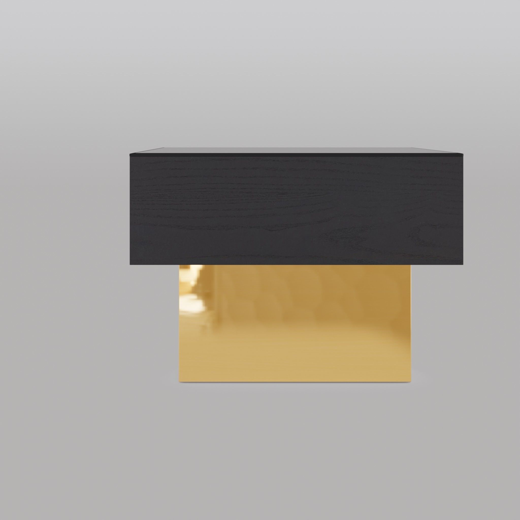 Glass-top Side Table Black Gold Low-poly 3D model_1