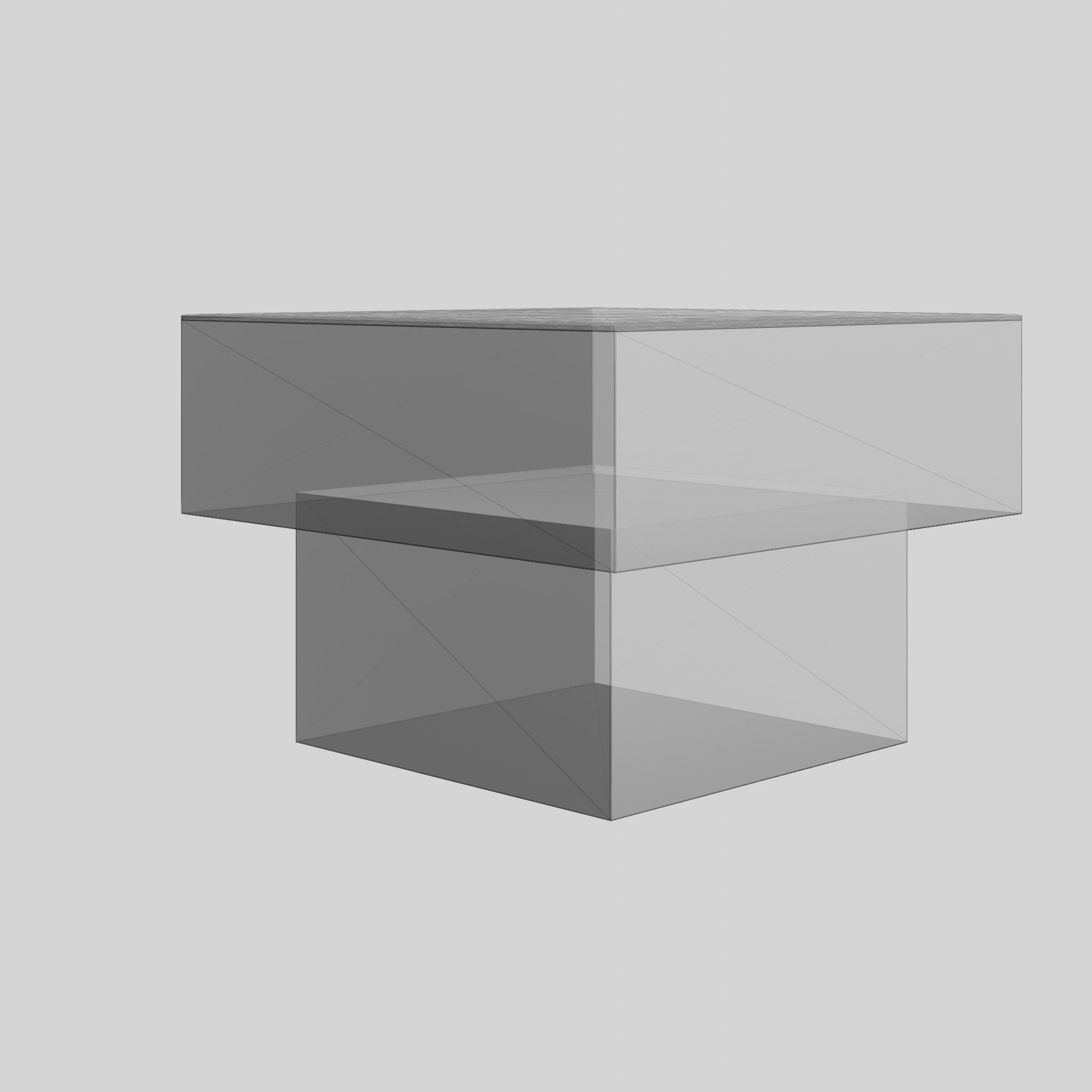 Glass-top Side Table Black Gold Low-poly 3D model_5