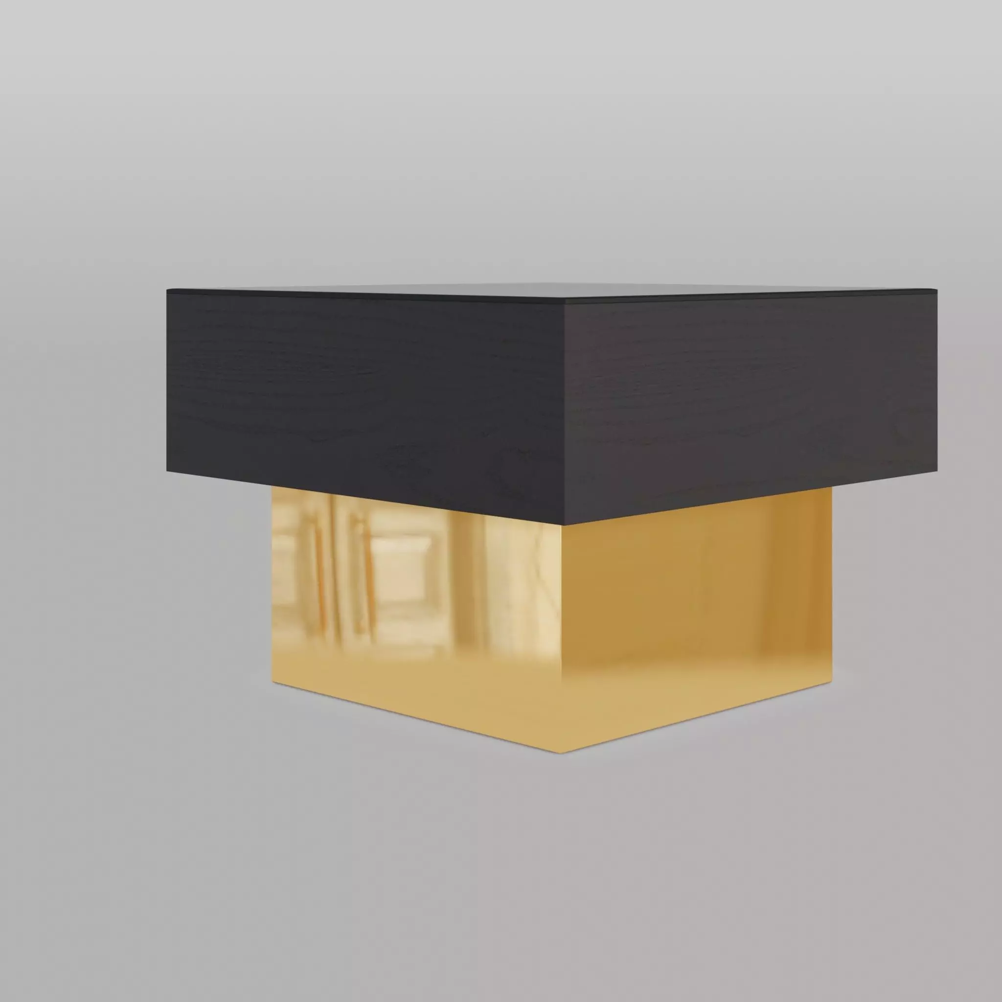 Glass-top Side Table Black Gold Low-poly 3D model_0
