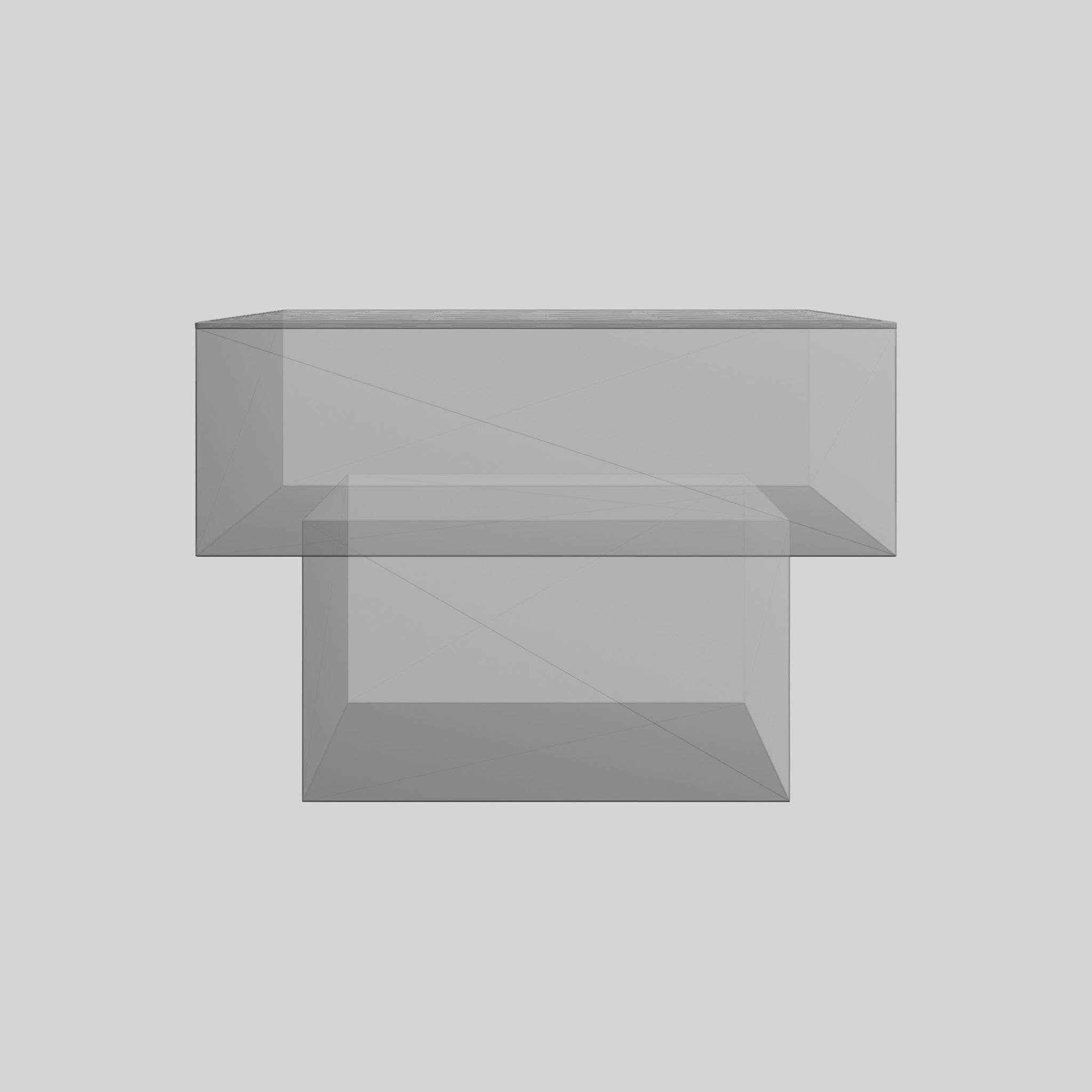 Glass-top Side Table Black Gold Low-poly 3D model_8