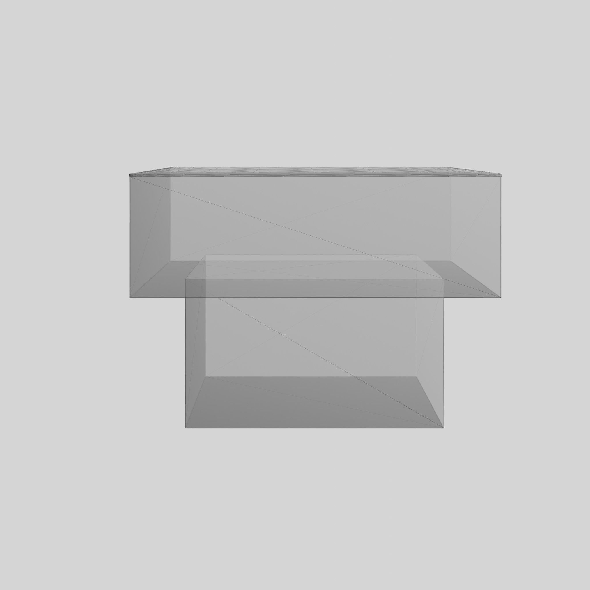 Glass-top Side Table Black Gold Low-poly 3D model_7