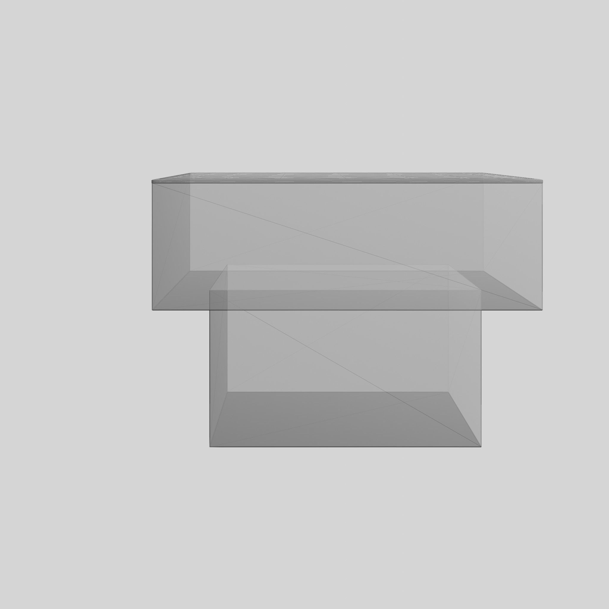 Glass-top Side Table Black Gold Low-poly 3D model_6