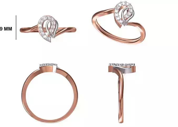 Women Wedding Engagement Ring STL OBJ FBX JCD Details