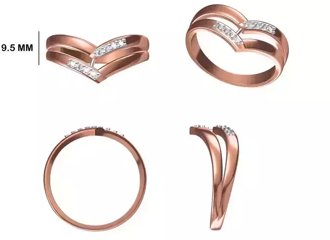 Women Wedding Engagement Ring STL OBJ FBX JCD Details