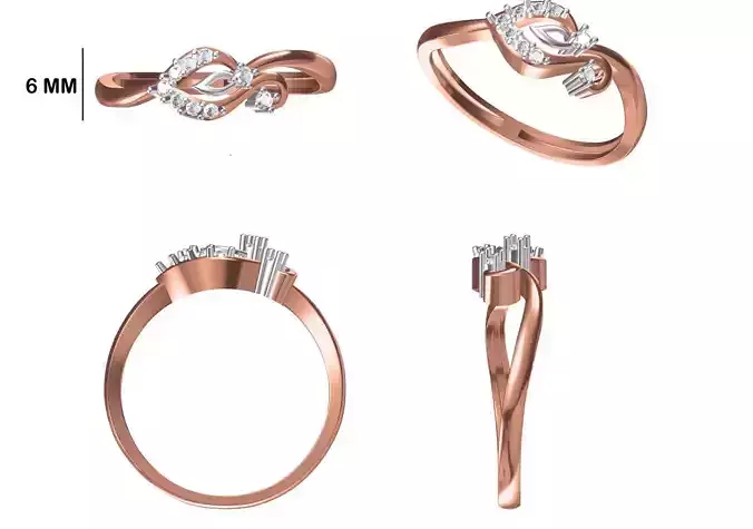 Women Wedding Engagement Ring STL OBJ FBX JCD Details