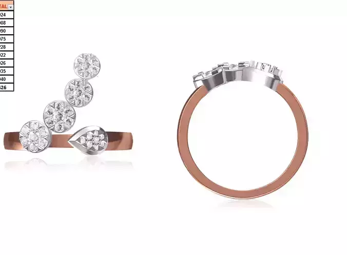 Women Wedding Engagement Ring STL OBJ FBX JCD Details