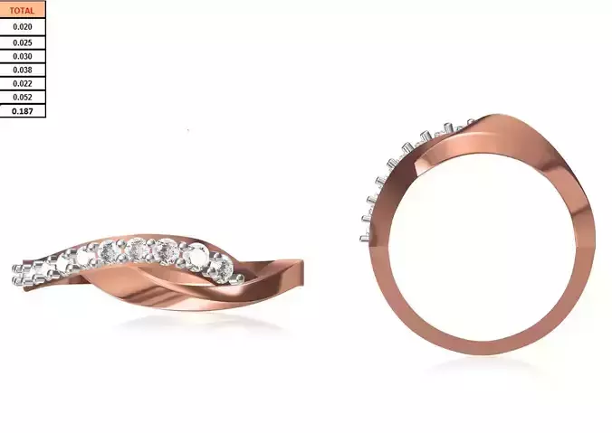 Women Wedding Engagement Ring STL OBJ FBX JCD Details