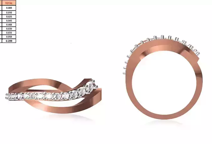 Women Wedding Engagement Ring STL OBJ FBX JCD Details