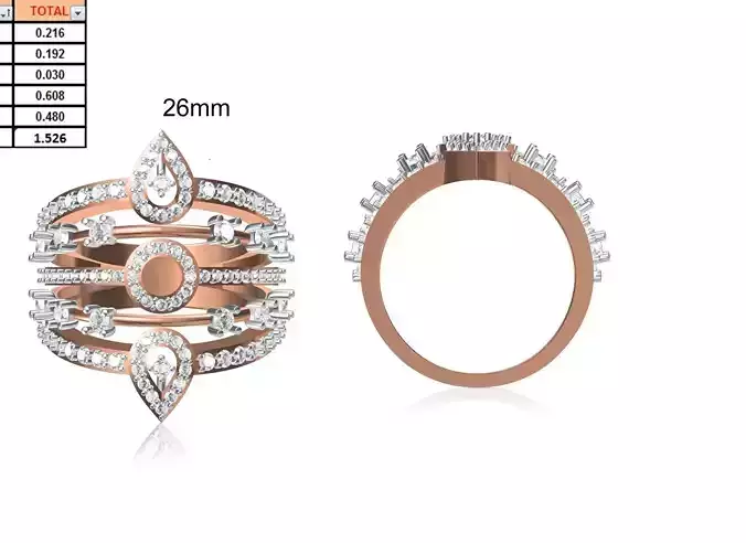 Women Wedding Engagement Ring STL OBJ FBX JCD Details