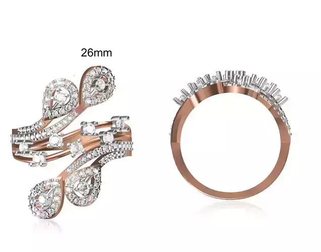 Women Wedding Engagement Ring STL OBJ FBX JCD Details