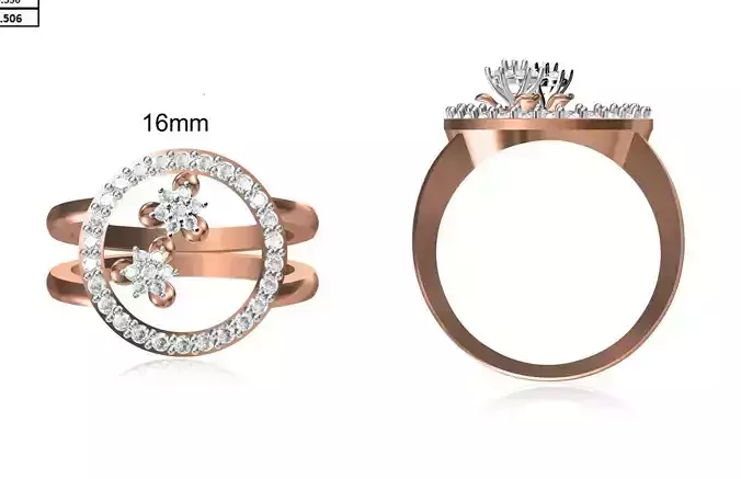 Women Wedding Engagement Ring STL OBJ FBX JCD Details