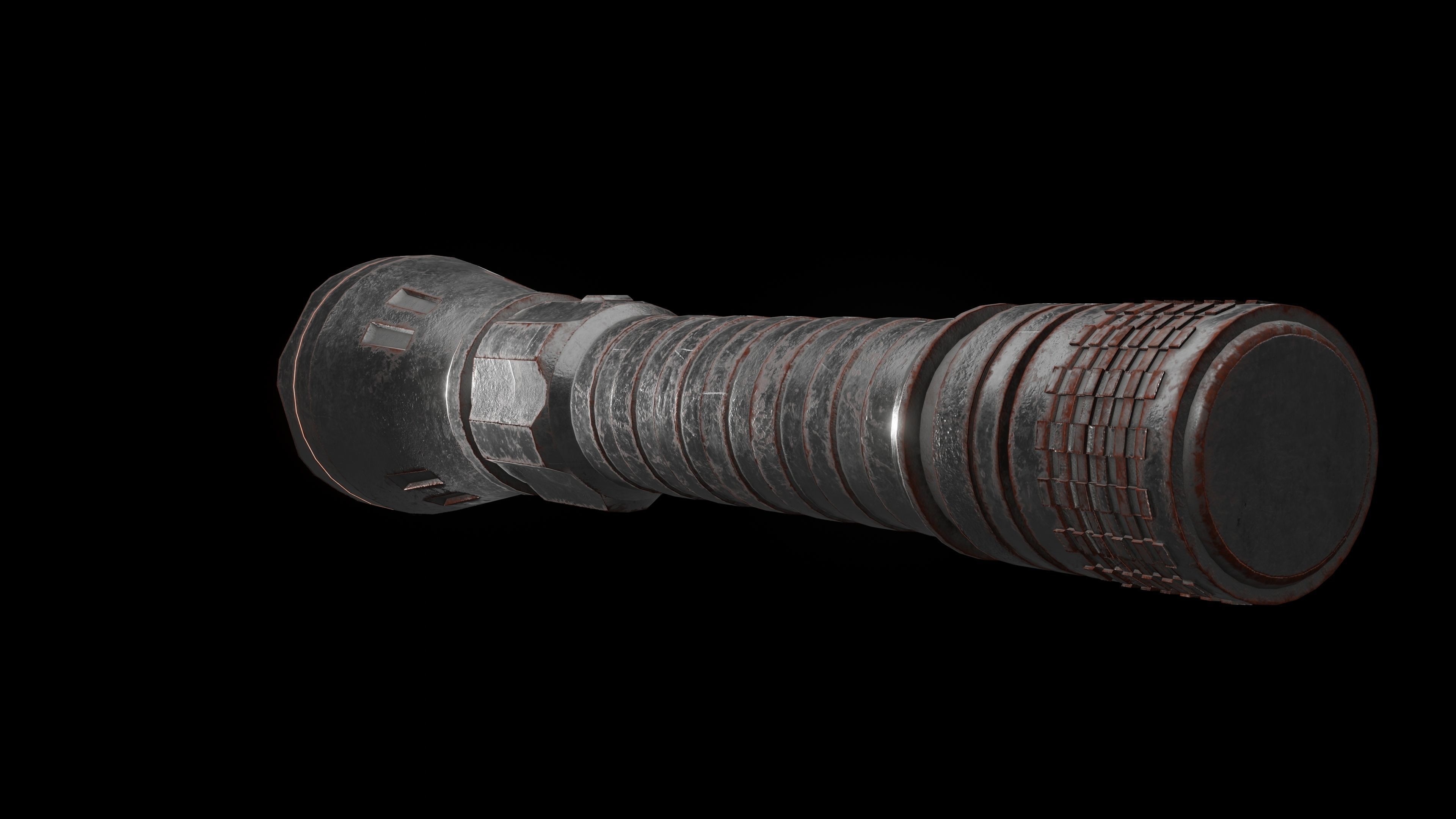 Flashlight rusty Low-poly 3D model_7