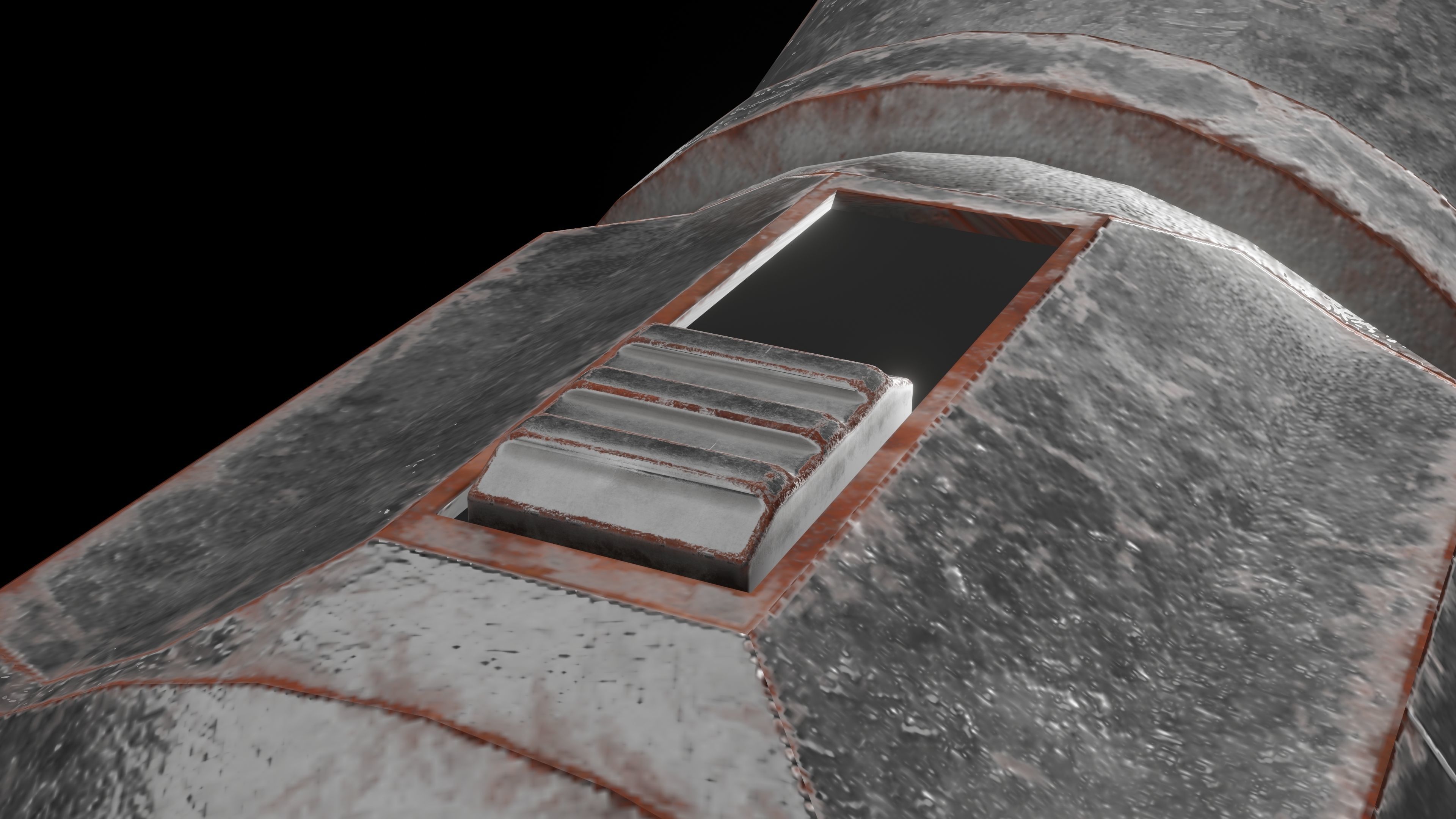 Flashlight rusty Low-poly 3D model_2