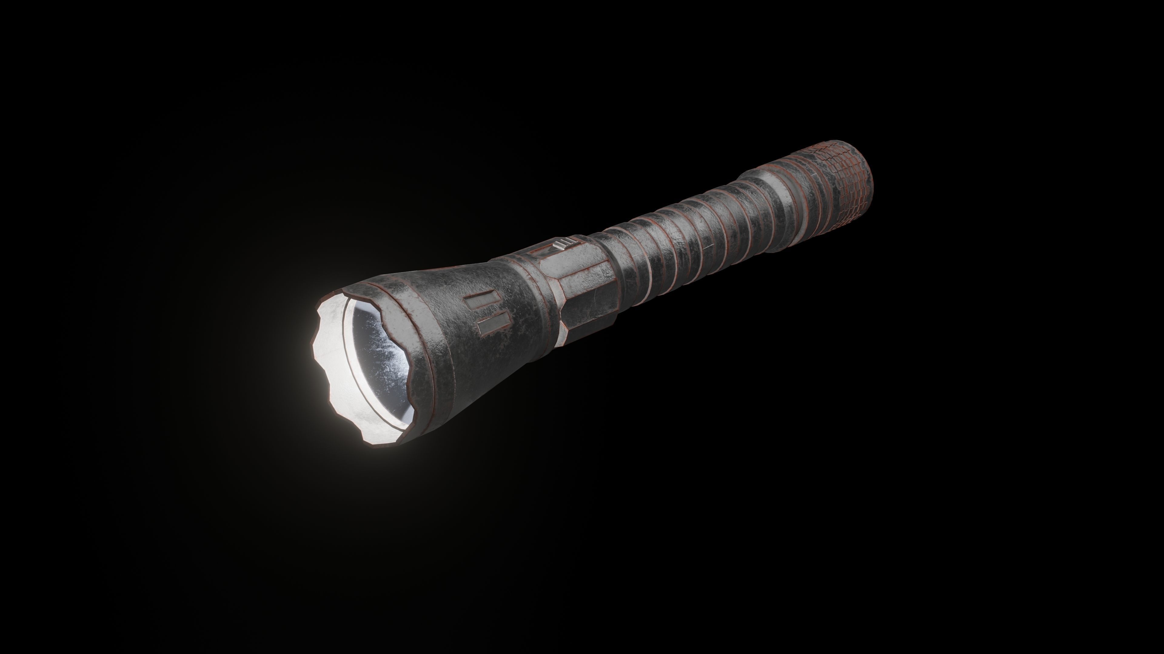 Flashlight rusty Low-poly 3D model_1