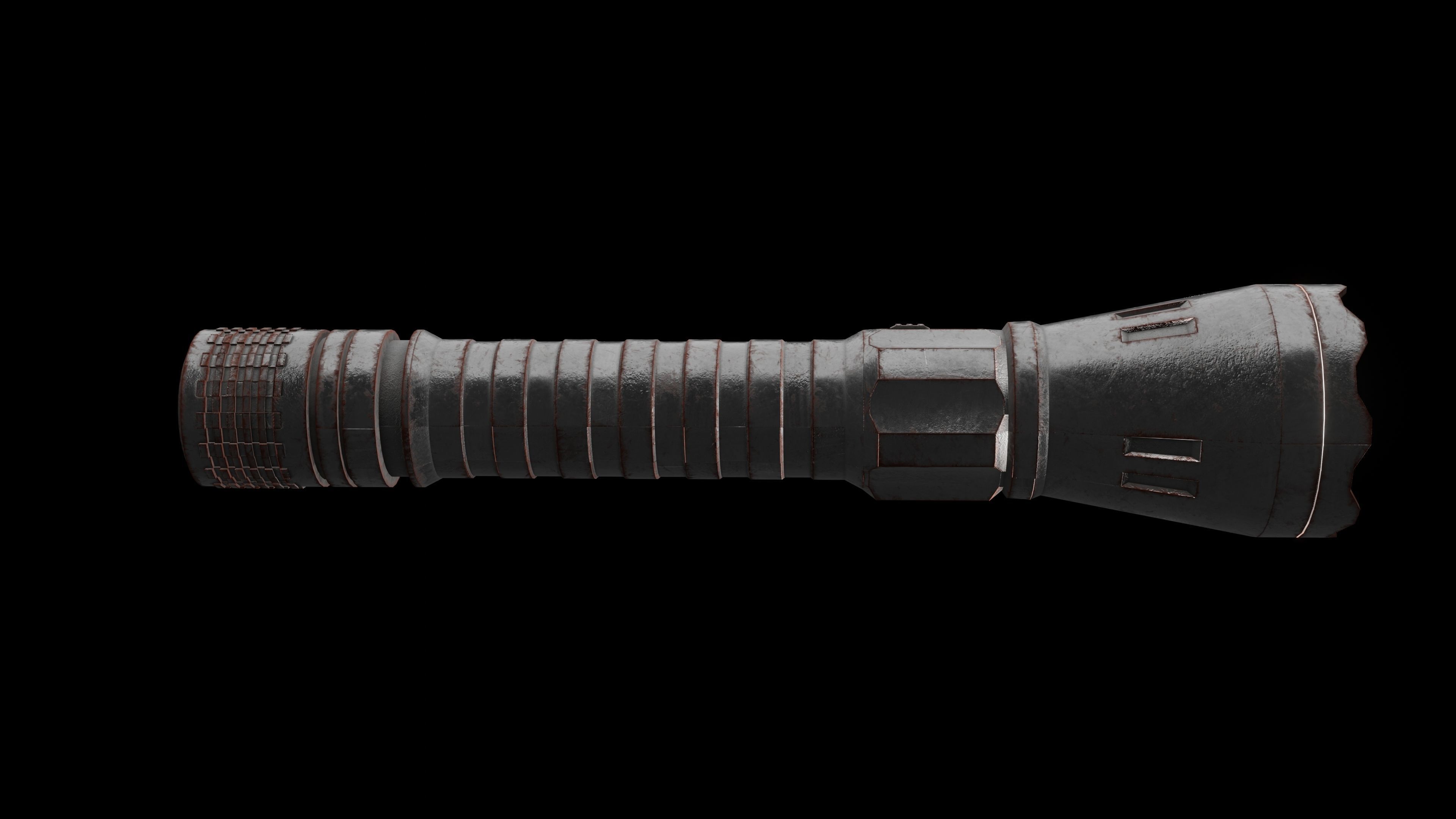 Flashlight rusty Low-poly 3D model_4
