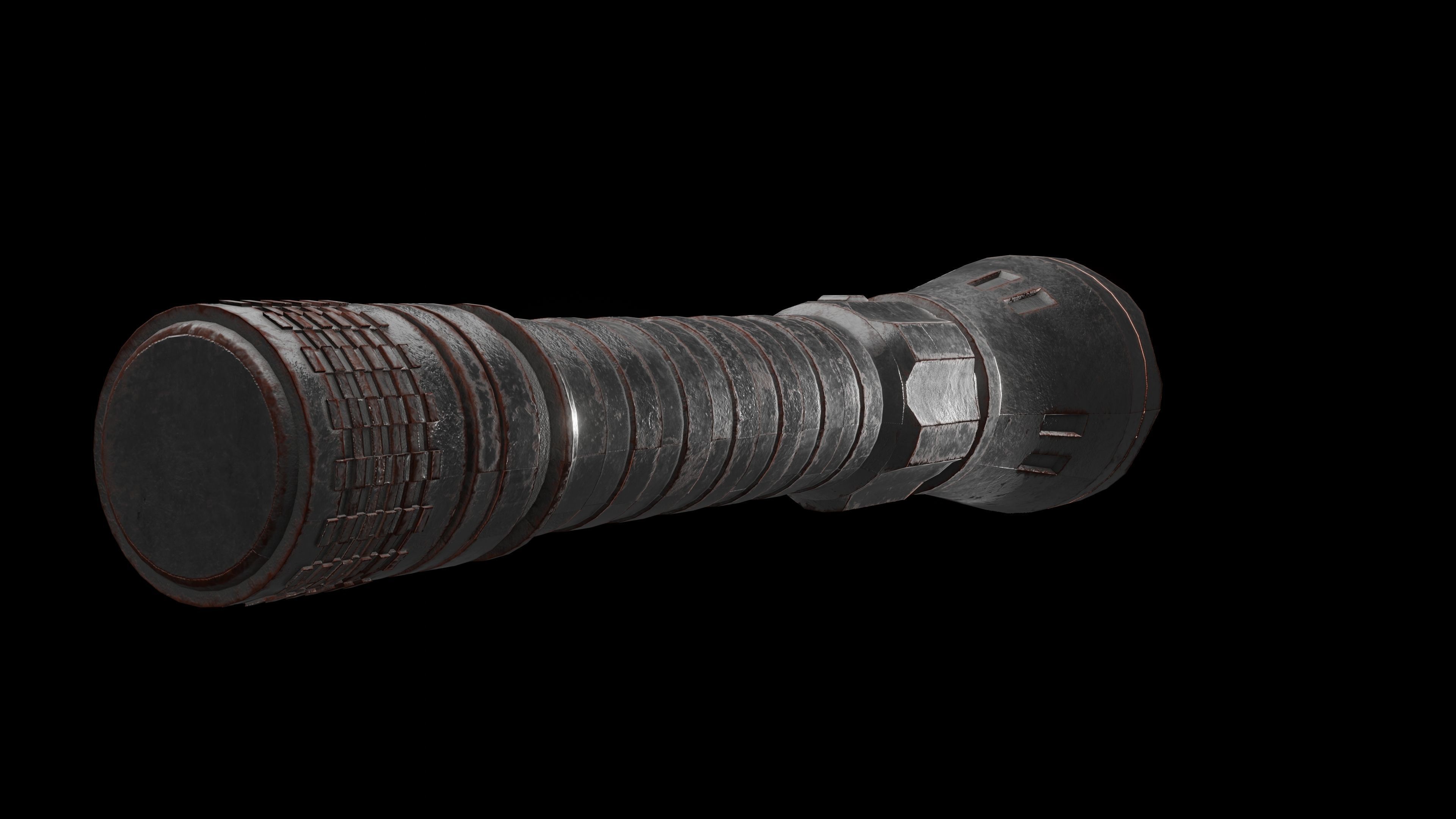 Flashlight rusty Low-poly 3D model_5